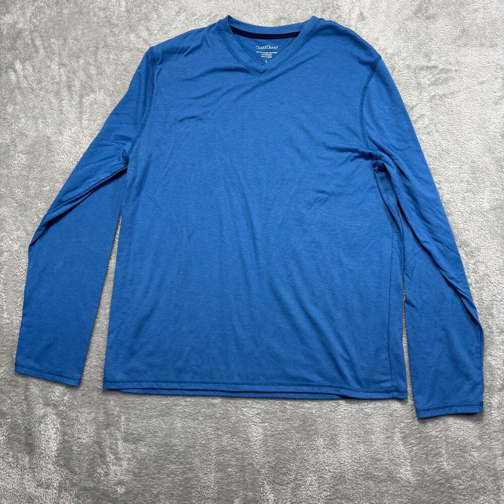 Cuddle Duds Top Women's L Blue Thermal V-Neck Base Layer Long Sleeve